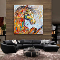 Hand Painted Abstract Oil Painting Canvas Horse Animals Decoracion