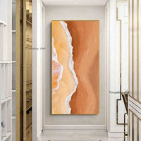 Modern Hand Painted Abstract Beach Landscape Canvas Oil Painting s Bedroom