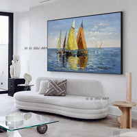 Modern Colorful Sailboat Sea Scenery For Home Wall Decoration Hand Painted Abstract Hanging For Room