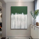 Modern Abstract Green and White Oil Painting Hand Painted Canvas Art On The