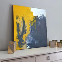 Black And Yellow Abstract Oil Painting Hand Painted Modern On Canvas