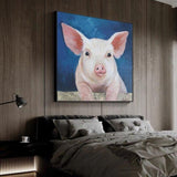 Hand Painted Animal Piggy Oil Painting on Canvas Painter Hand Painted Modern Wall Art Animal Pig Oil Painting for Wall Decor