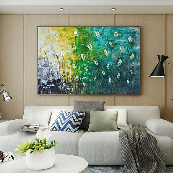 Hand-Painted Abstract Oil Painting Modern Thick Oil Knife Flowers On Canvas