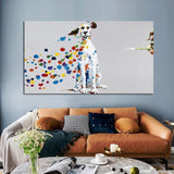 Hand Painted Oil Painting Simple Colorful Animal Dog Abstract Canvass