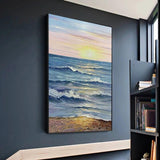 Hand Painted Seascape Art Modern Decoration Oil Painting Textured Sea Scenery Art Mural Wall Hangings Artwork