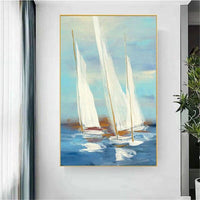 Oil Painting On Canvas White gold Sea Boat Oil Painting Abstract Modern Canvas Decor