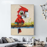 Hand Painted Oil Painting Modern Animal Parrot Abstract Canvas Living Children's Room Decor