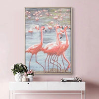 Style Hand Painted Flamingo Ins Bedroom Entrance Backdrop Oil Paintingsative Painting