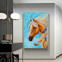 Hand Painted Elegant Horse on Canvas Modern Abstract Animal Animal Oil Painting Decor