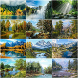 DIY Painting By Numbers Landscape Mountain Drawing On Canvas HandPainted Gift Painting By Numbers Tree Scenery Kits Home Decor