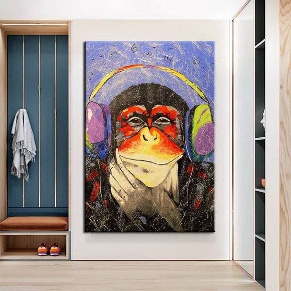 Hand Painted Street Art Oil Painting Modern Gorilla Animal Abstract Canvas For Home Children Room