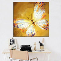 Abstract Beautiful Hand Painted Golden And White Butterfly Art Animal Painting On Canvas Oil Painting wall Decor