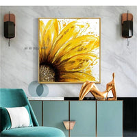 Sunflower Design Art Hand Painted Abstract Floral Textured Abstract Wall Painting Artwork Home