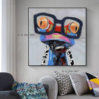 Frog With Glass Wall Art Animal Canvas Arts Bedroom