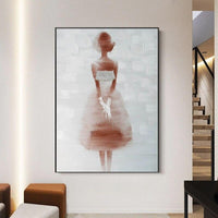 Hand Painted Modern Abstract White Dress Girl Oil Painting On Canvas Art