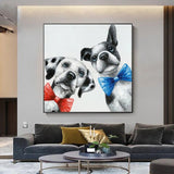 Lovely Dog Hand Painted Cartoon Cute Animal Oil Painting Kids Room Decorative Item Canvas For Home