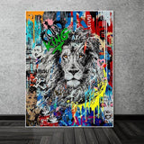 Hand Painted Oil Painting Lion Street Art Animals Home Wall