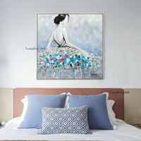 Abstract Beautiful Ballerina Hand Painted Oil Painting Canvas Posters Ballet Girl Wall Art Decorative Decor