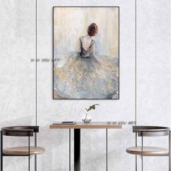 Hand Painted Abstract Figure Contemporary Canvas Modern Minimalist Bedroom