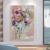 Hand Painted Oil Painting Palette Knife Classical Flowers Item Textured Acrylic Canvas Entrance