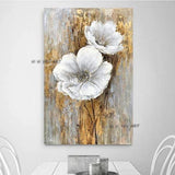 Two White Flowers Abstract Modern Hand Painted Wall Art Painting