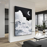 Hand Painted Oil Painting Canvas Modern Landscape Black and White Abstract Hotel Acrylic Art Painting