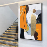 Hot style Hand Painted Canvas Oil Painting Fashion White Yellow Black Gold Foil Abstract Wall Art