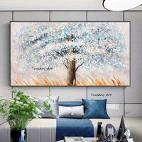 Hand Painted Outdoor Landscape Trees Oil Painting Canvas Home Interior Wall Decor