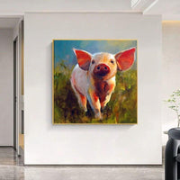 Animals art Hand Painted Funny Canvas Babe Pig Small Baby Pigative Wall Art