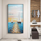 Hand Painted Seascape Oil Painting On Canvas Modern Abstract Landscape Paintings For Hallway