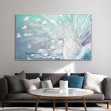 Hand Painted Oil Painting White Peacock Animal Abstract on Canvas Modern Decor