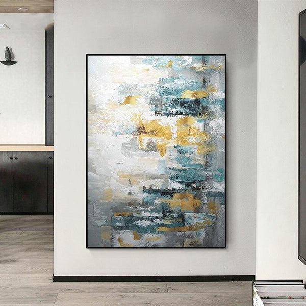 Painting Hand Painted Modern Light Color Block Oil Painting Abstract Canvas