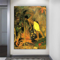 Hand Painted Oil Painting Paul Gauguin Mysterious Water Figure Landscape Abstract Retro Wall Art