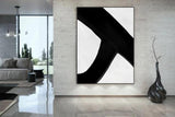 Hand Painted Acrylic Oil Painting Abstract Art On Canvas Simple Black And White Vertical Painting