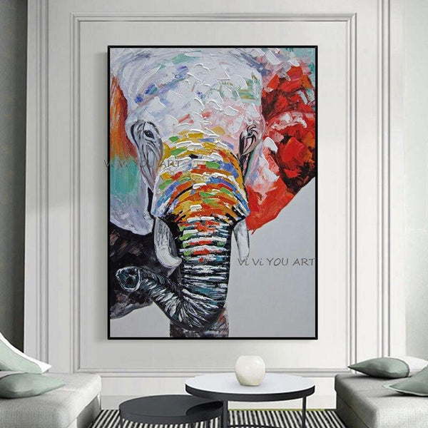 Simplicity Modern Hand-Painted Oil Decorative Light Luxury Animals LIke Giant Colorful Entrance Hallway Corridor