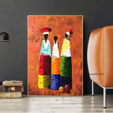 Abstract Hand Painted Scandinavian African Woman Portrait Canvas Painting Wall Decor