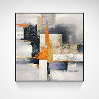 Hand Painted Abstract Wall Art Geometric Minimalist Modern On Canvas Decorative