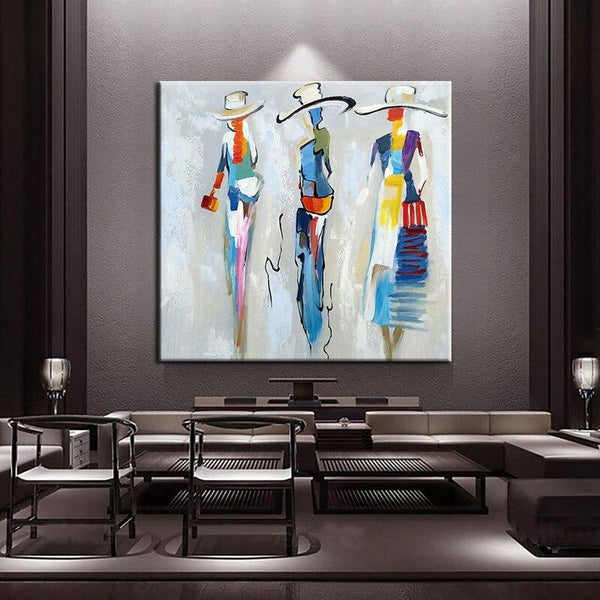 Oil Painting Hand Painted Impression People Abstract Canvas Modern Decor