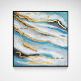 Hand Painted Abstract Wall Art Blue Marble Texture Minimalist Modern On Canvas Decorative