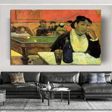 Hand Painted Oil Painting Paul Gauguin Night Café in Arles Figure Abstract Retro