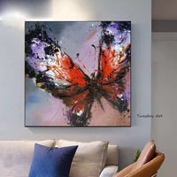 Hand Painted Modern Abstract Butterfly Animals Oil Painting On Canvas Modern Abstract Pop Art