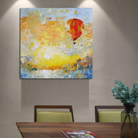 Hand Painted Oil Painting Impression Landscape Hot Air Balloon Abstract For Kitchen On Canvas