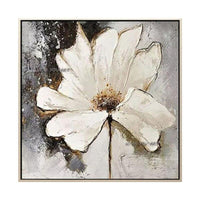 Hand Painted Abstract Wall Art White Flowers Minimalist Modern On Canvas Decorative For Living