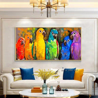 Graffiti Colorful Parrots Art Canvas Modern Animals Rainbow Birds