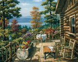 DIY Painting By Numbers House Scenery DIY Frame Pictures Mountain Lake On Canvas Home Decoration 60x75cm