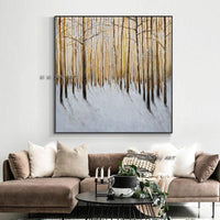 Trees On Canvas Hand Painted Abstract Snow Scenes Landscape Painting Decorative Wall Art