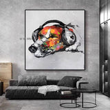 Hand Painted Modern Fashion Pop Art Dog Animal Canvas Painting Bedroom