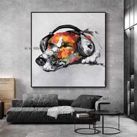 Hand Painted Modern Fashion Pop Art Dog Animal Canvas Painting Bedroom