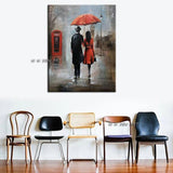 High Quality Hand Painted Raining Street Famous Artist Painted Abstract Lovers Wall Painting