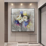 Hand Painted Retro Impression Oil Painting On Canvas Modern Abstract Flower